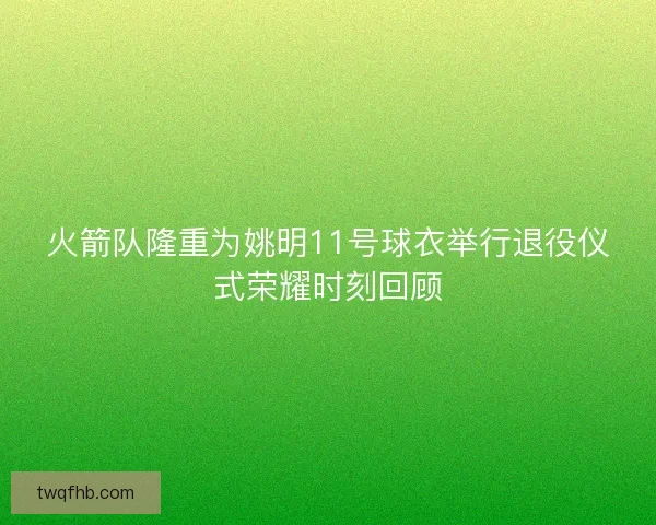 火箭队隆重为姚明11号球衣举行退役仪式荣耀时刻回顾