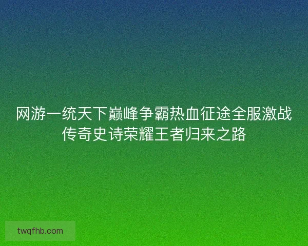 网游一统天下巅峰争霸热血征途全服激战传奇史诗荣耀王者归来之路